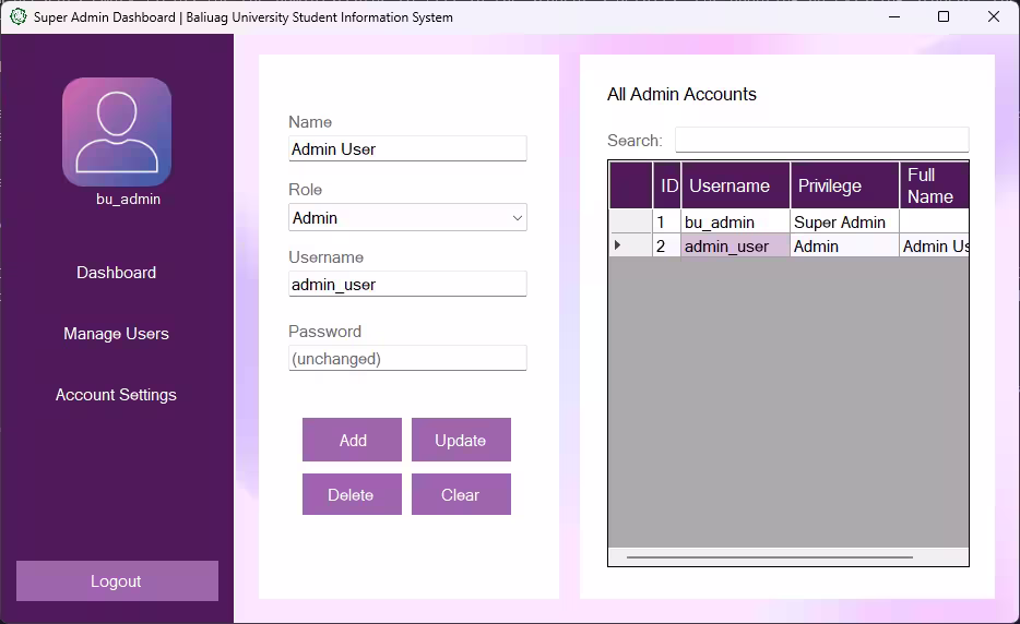 Manage Users