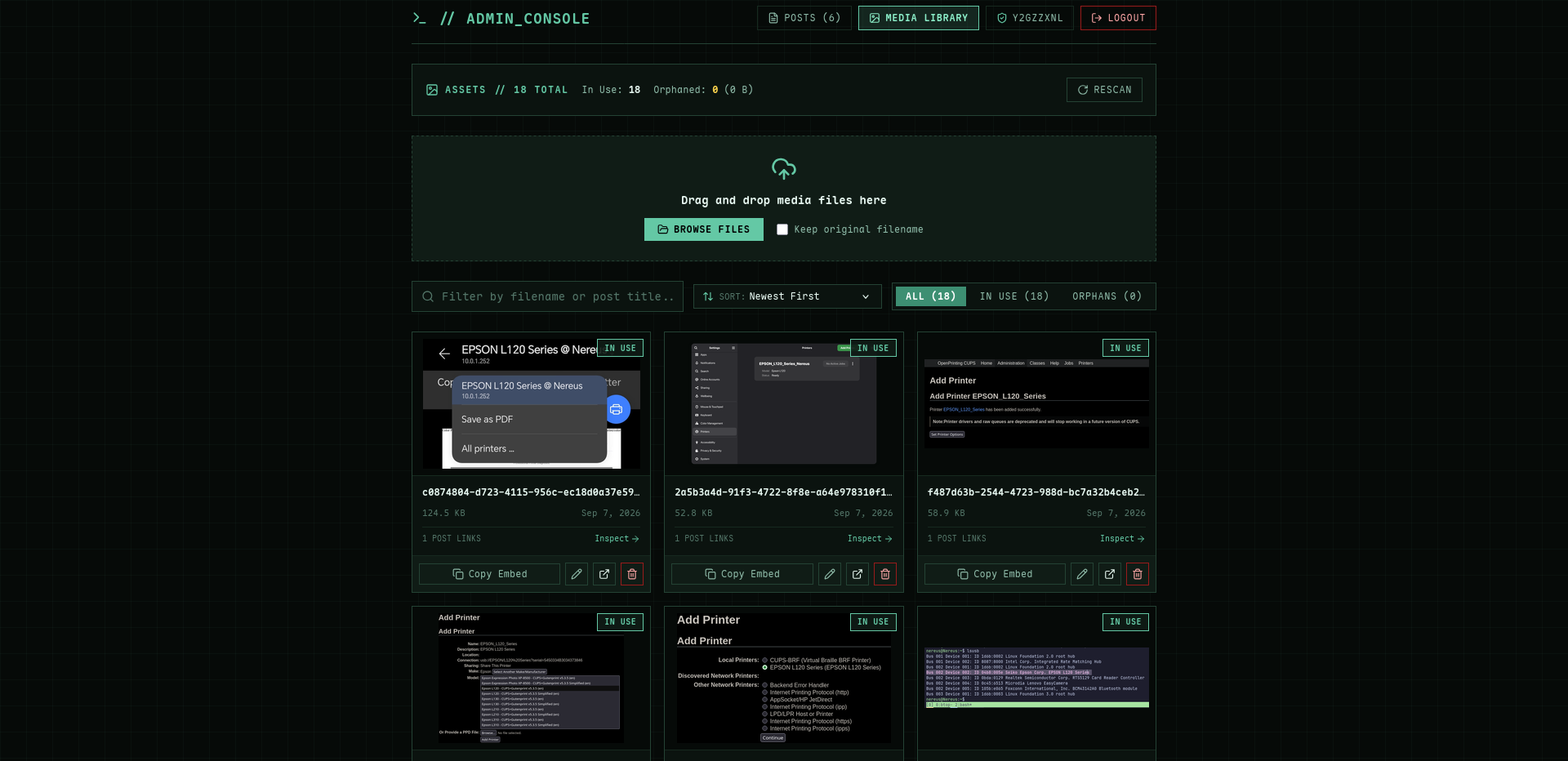 Admin Console - Media Library